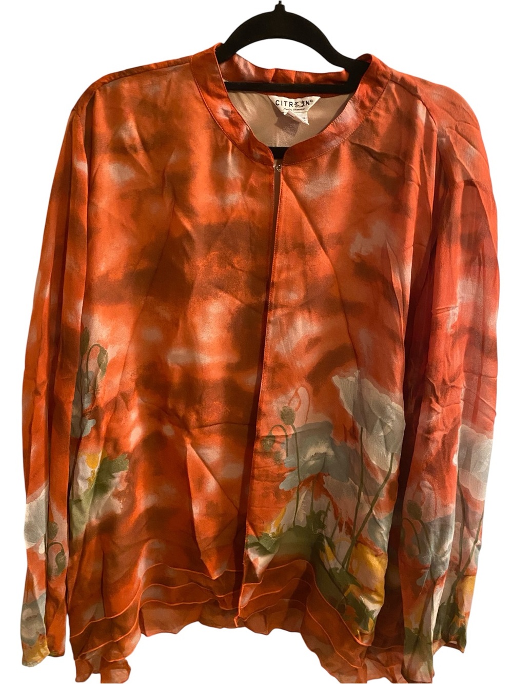 Citron Santa Monica ~
Rust/Orange Floral Silk Jacket
Size 4X
NWOT